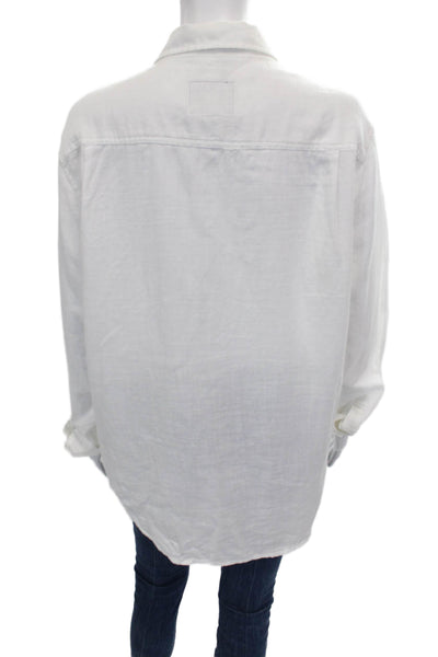 Rails Women Basic Button-Up Long Sleeve Collared Cotton White Top Size M