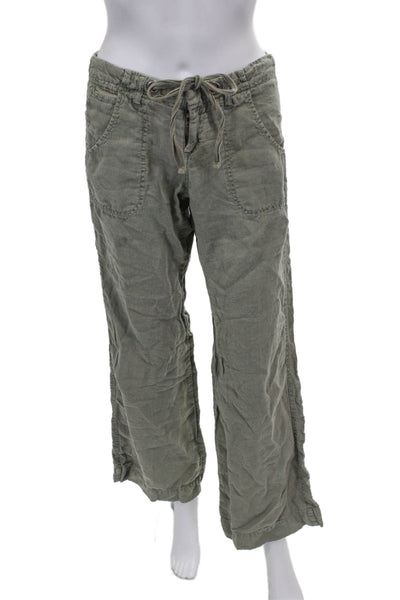 Joie Women Cargo Pants Green Linen Drawstring Size 0