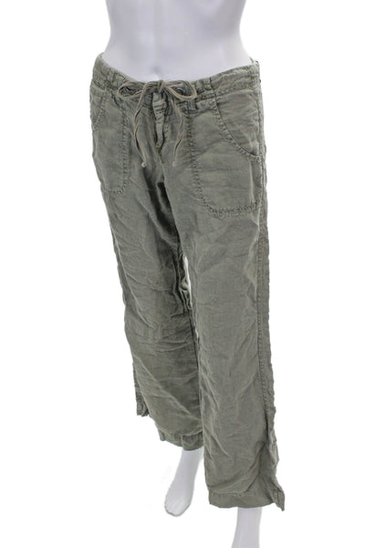 Joie Women Cargo Pants Green Linen Drawstring Size 0