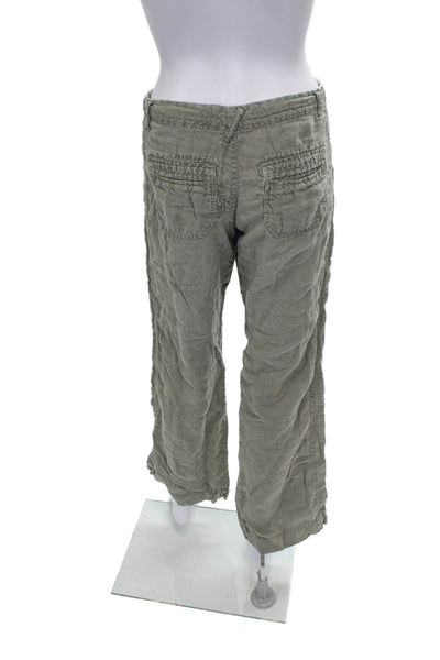 Joie Women Cargo Pants Green Linen Drawstring Size 0