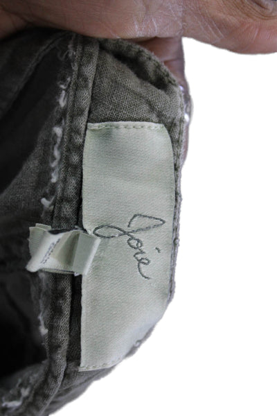 Joie Women Cargo Pants Green Linen Drawstring Size 0