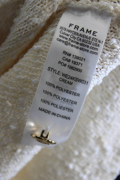 Frame Women Pullover Sweater Ivory Crew Short Sleeve Polyester Petite Size S
