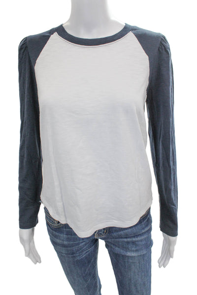 Veronica Beard Womens White Pima Cotton Crew Neck Long Sleeve T-Shirt Size S