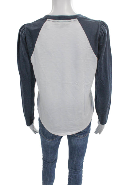 Veronica Beard Womens White Pima Cotton Crew Neck Long Sleeve T-Shirt Size S