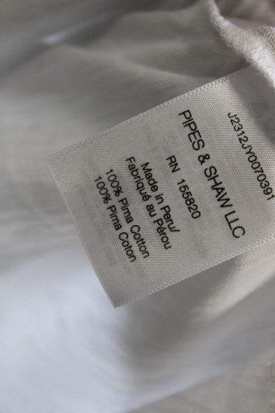 Veronica Beard Womens White Pima Cotton Crew Neck Long Sleeve T-Shirt Size S