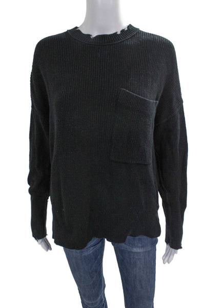 Pistola Womens Pullover Sweater Black Cotton Crewneck Long Sleeve Size S