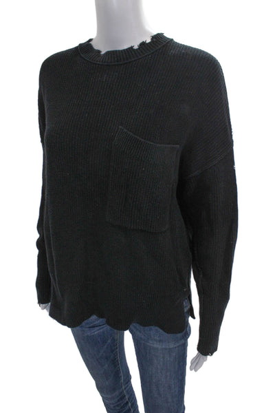 Pistola Womens Pullover Sweater Black Cotton Crewneck Long Sleeve Size S