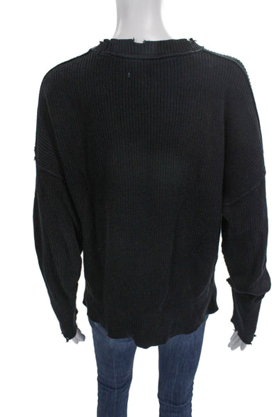 Pistola Womens Pullover Sweater Black Cotton Crewneck Long Sleeve Size S