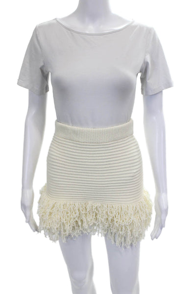 Zara Women Mini Knit Skirt Ivory Pull On Size S