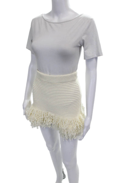 Zara Women Mini Knit Skirt Ivory Pull On Size S