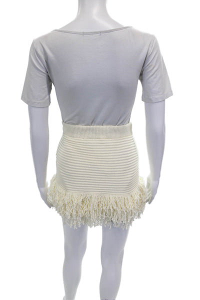 Zara Women Mini Knit Skirt Ivory Pull On Size S