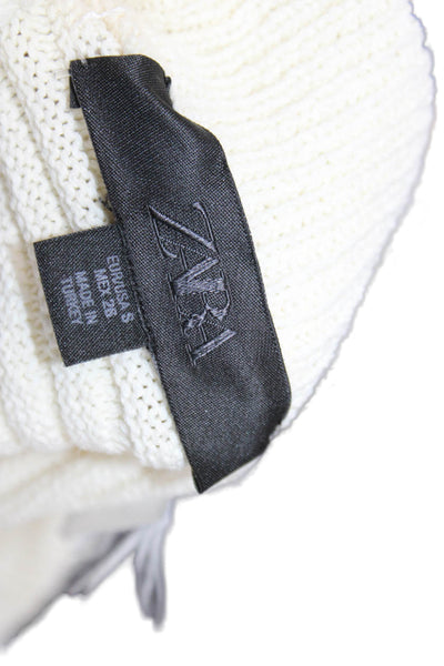Zara Women Mini Knit Skirt Ivory Pull On Size S