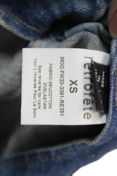 Retrofete Women Blue Pleated Short Skirt Cotton Button Size XS