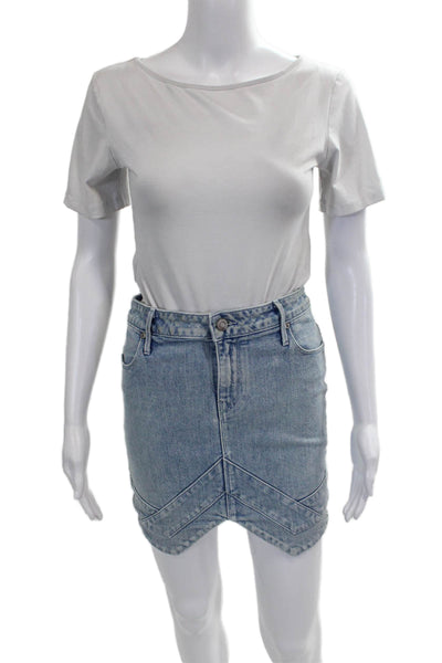 R+A Womens Mini Cotton Skirt Blue Button Size 27