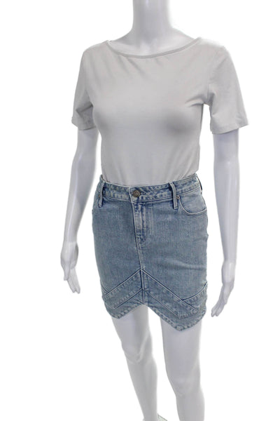 R+A Womens Mini Cotton Skirt Blue Button Size 27