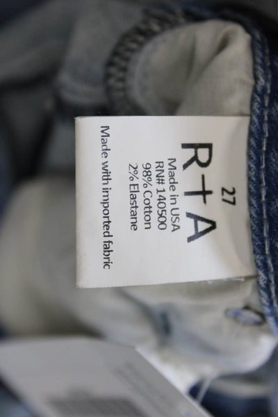 R+A Womens Mini Cotton Skirt Blue Button Size 27