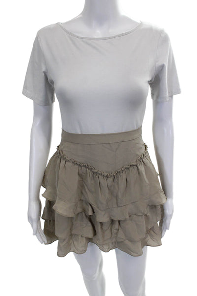 IRO Women A-Line Silk Skirt Beige Short Zip Size 36