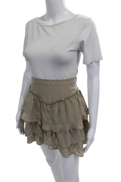 IRO Women A-Line Silk Skirt Beige Short Zip Size 36