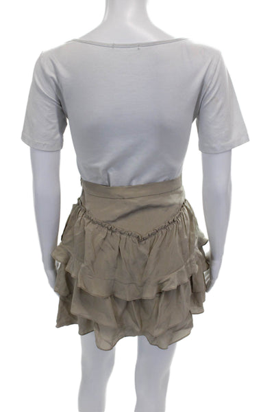 IRO Women A-Line Silk Skirt Beige Short Zip Size 36