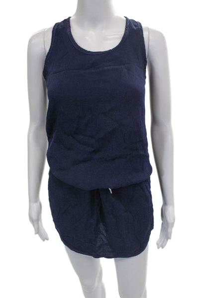 Monrow Womens Tank Dress Blue Sleeveless Viscose Round Neck Short Size XS