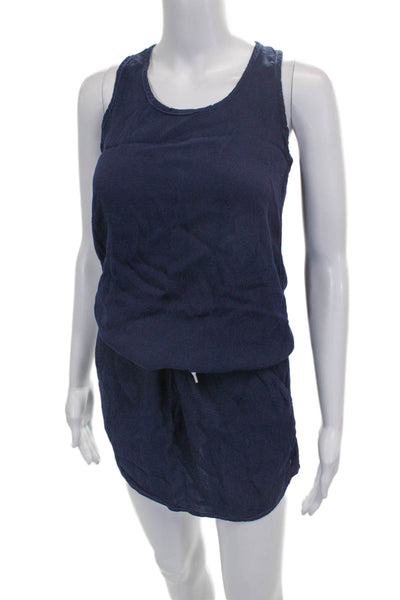 Monrow Womens Tank Dress Blue Sleeveless Viscose Round Neck Short Size XS