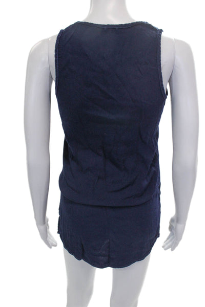 Monrow Womens Tank Dress Blue Sleeveless Viscose Round Neck Short Size XS