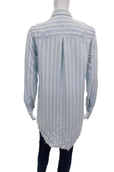 Rails Women Tunic Button-Up Blue Striped Collared Long Sleeve Lyocell Size XS