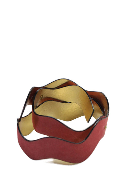 DVF Womens Suede Gold Tone Belt Coral Pink Size Small