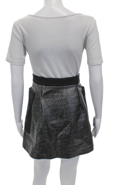 Tara Jarmon Women A-Line Mini Skirt Gray Polyamide Button Size 36