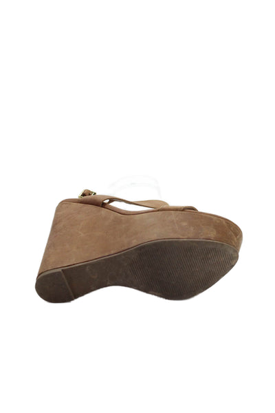 Steve Madden Womens Leather Open Toe Platform Heels Shoes Brown Size 8.5