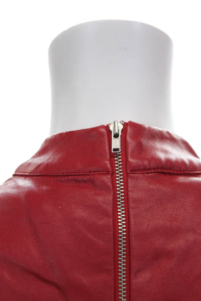 h:ours Women Bodycon Halter Mini Dress Red Sleeveless Polyurethane Size M