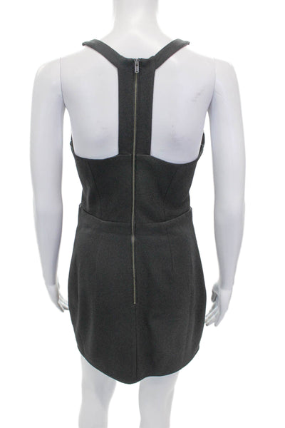 NBD X The Naven Twins Women Bodycon Gray V Neck Sleeveless Zip Mini Dress Size M