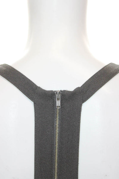 NBD X The Naven Twins Women Bodycon Gray V Neck Sleeveless Zip Mini Dress Size M
