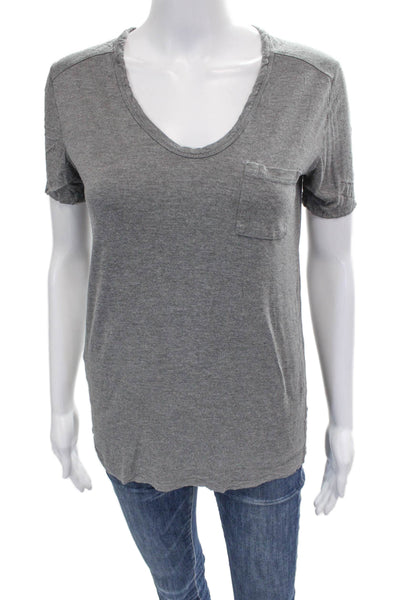T Alexander Wang Womens Basic V-Neck Rayon Short Sleeve T-Shirt Gray Size XS