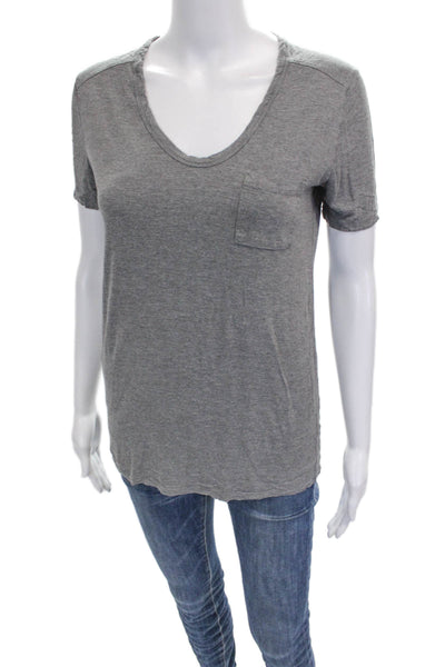 T Alexander Wang Womens Basic V-Neck Rayon Short Sleeve T-Shirt Gray Size XS