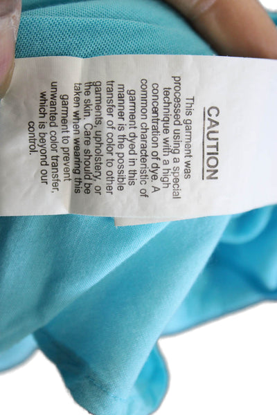 C&C California Women Basic Collared Button-Up Rayon Top Blue Long Sleeve Size S