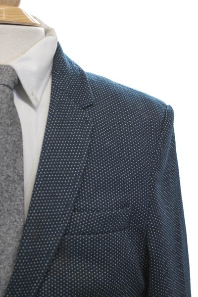 Zara Man Mens Suit Jacket Blue Polka Dot Polyester Size 36