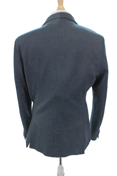 Zara Man Mens Suit Jacket Blue Polka Dot Polyester Size 36
