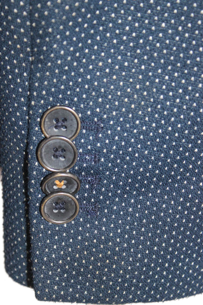 Zara Man Mens Suit Jacket Blue Polka Dot Polyester Size 36