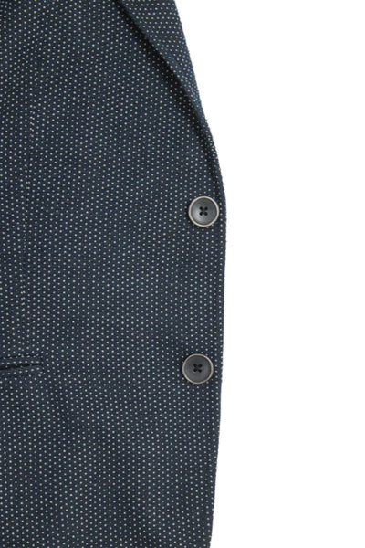 Zara Man Mens Suit Jacket Blue Polka Dot Polyester Size 36