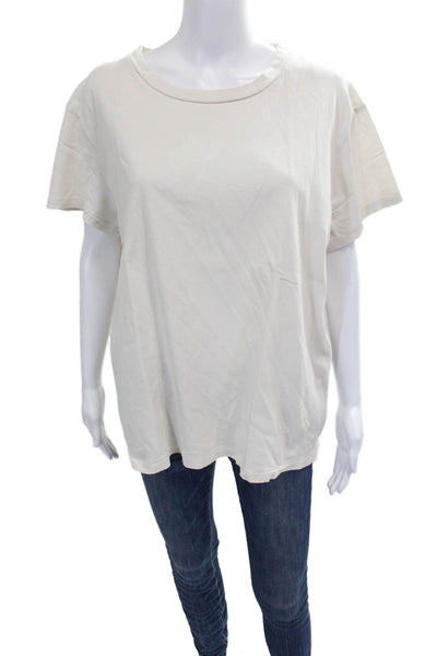 Nili Lotan Womens Basic Cotton Crew Neck T Shirt Beige Short Sleeve Size M
