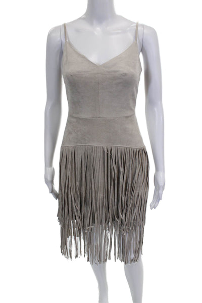 BCBG Max Azria Women Beige V-Neck Sleeveless Slip Dress Knee Length Size 6