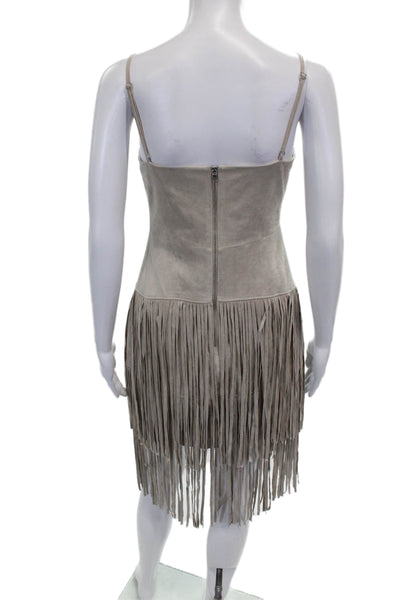 BCBG Max Azria Women Beige V-Neck Sleeveless Slip Dress Knee Length Size 6