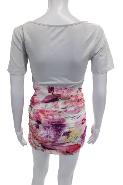 Rococo Sand Womens Multicolor Floral Viscose Mini Skirt Zip Size S