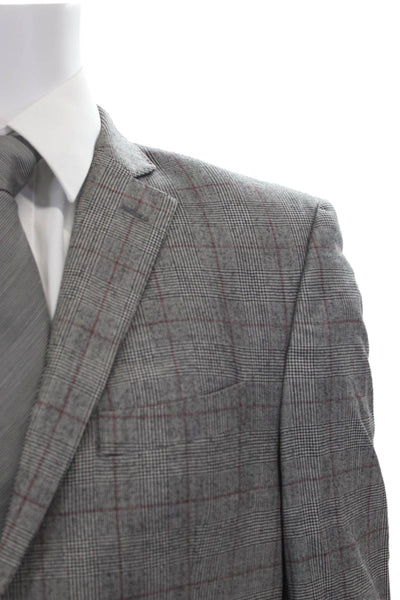 Tallia Mens 2 Piece Wool Plaid Suit Gray Size 40