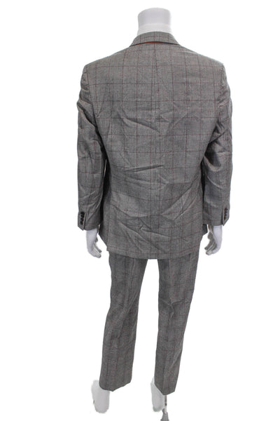 Tallia Mens 2 Piece Wool Plaid Suit Gray Size 40