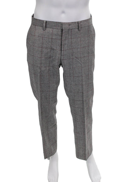 Tallia Mens 2 Piece Wool Plaid Suit Gray Size 40