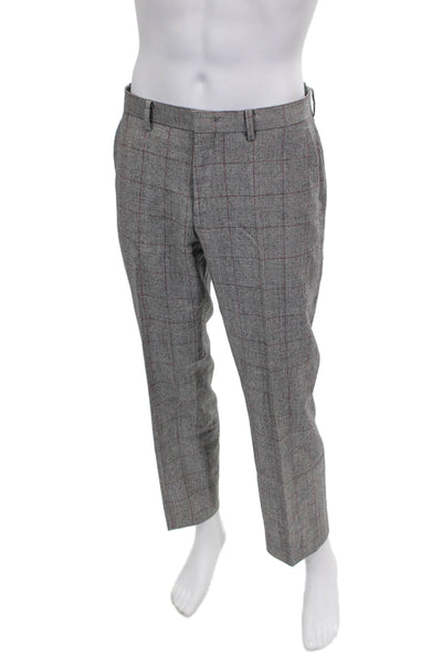 Tallia Mens 2 Piece Wool Plaid Suit Gray Size 40