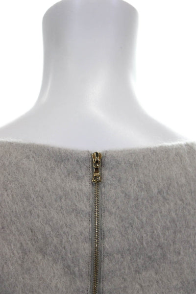 J Brand Women Basic Gray Boat Neck Long Sleeve Zip Polyester Blouse Size S