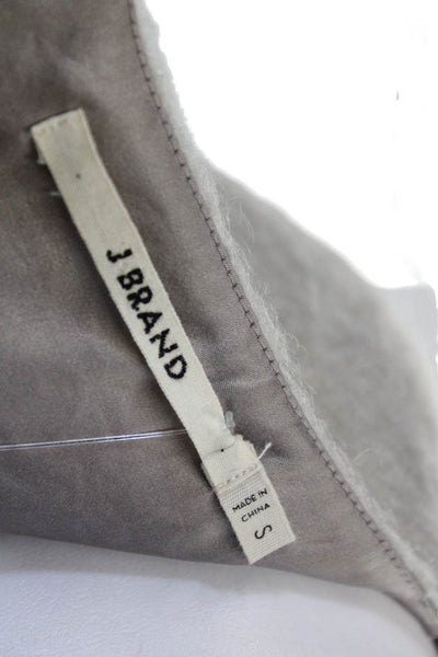 J Brand Women Basic Gray Boat Neck Long Sleeve Zip Polyester Blouse Size S